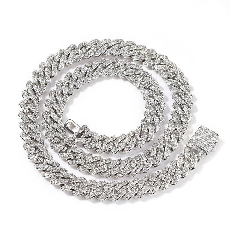 CARÁTIX – 10mm 2-Row Rhombus Cuban Miami Link Chain Necklace | Iced Out CZ Bling Jewelry for Men & Women, Hip Hop Rapper Style - CaratixJewelry