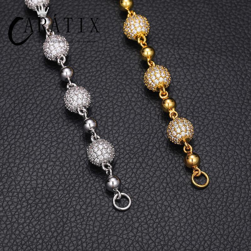 CARÁTIX – 10mm Beads Link Chain Necklace | Iced Out CZ Bling Hip Hop Jewelry for Men & Women, Rapper Street Style - CaratixJewelry