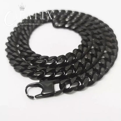 CARÁTIX – 10mm Black Plated Miami Cuban Link Chain Necklace | Hip Hop Jewelry for Men & Women, Street Style Cuban Chains - CaratixJewelry