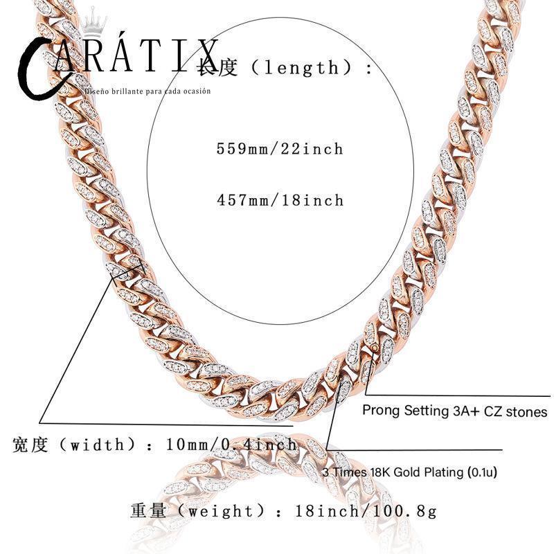 CARÁTIX 10mm Claw Set Cuban Chain | 3A+ CZ Iced Out Hip Hop Necklace for Men - CaratixJewelry