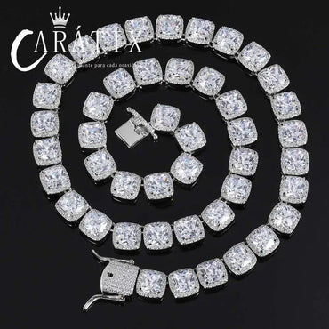 CARÁTIX 10mm Cluster Tennis Chain Bracelet – Bling Crystal Zirconia Sugar-Style Jewelry for Women - CaratixJewelry