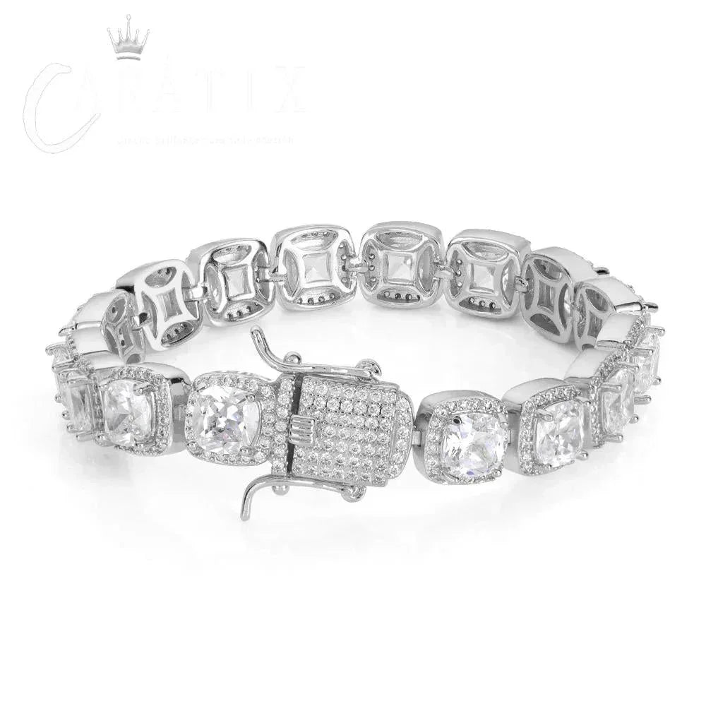 CARÁTIX 10mm Cluster Tennis Chain Bracelet – Bling Crystal Zirconia Sugar-Style Jewelry for Women - CaratixJewelry