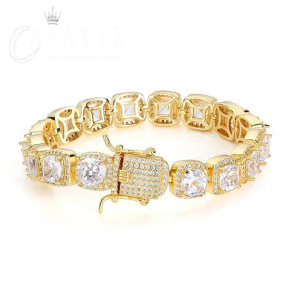 CARÁTIX 10mm Cluster Tennis Chain Bracelet – Bling Crystal Zirconia Sugar-Style Jewelry for Women - CaratixJewelry
