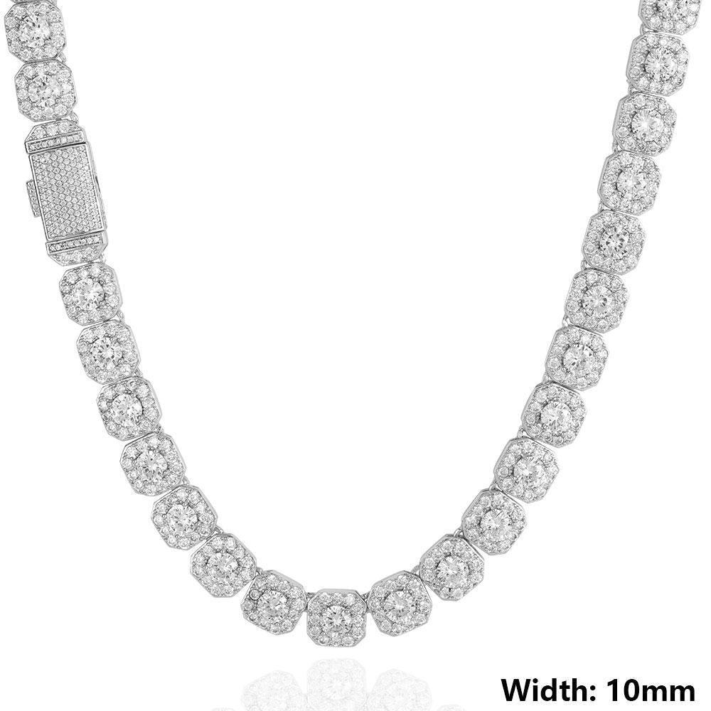CARÁTIX 10mm Clustered CZ Tennis Chain Necklace – Cubic Zircon Choker Fashion Jewelry - CaratixJewelry