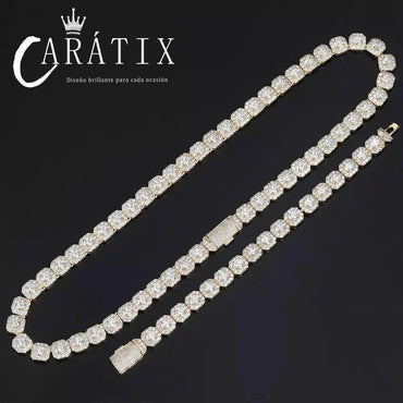 CARÁTIX 10mm Clustered CZ Tennis Chain Necklace – Cubic Zircon Choker Fashion Jewelry - CaratixJewelry
