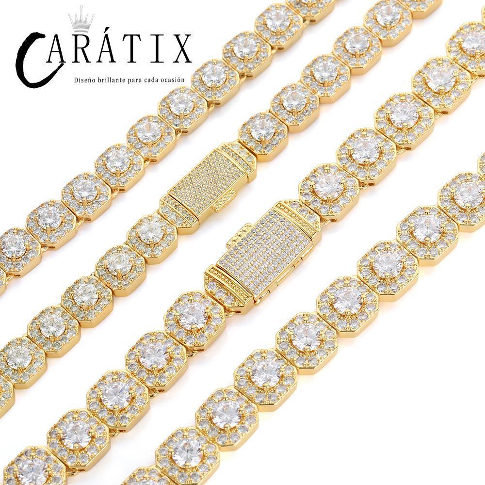 CARÁTIX 10mm Clustered CZ Tennis Chain Necklace – Cubic Zircon Choker Fashion Jewelry - CaratixJewelry