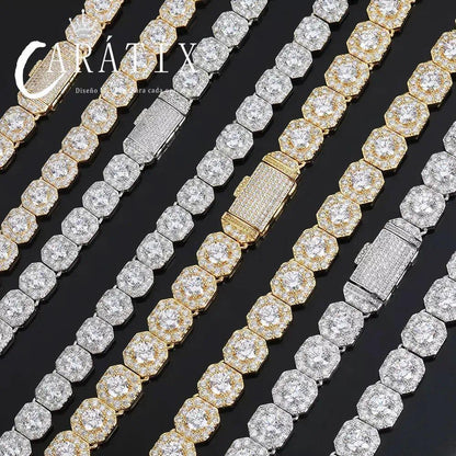 CARÁTIX 10mm Clustered CZ Tennis Chain Necklace – Cubic Zircon Choker Fashion Jewelry - CaratixJewelry