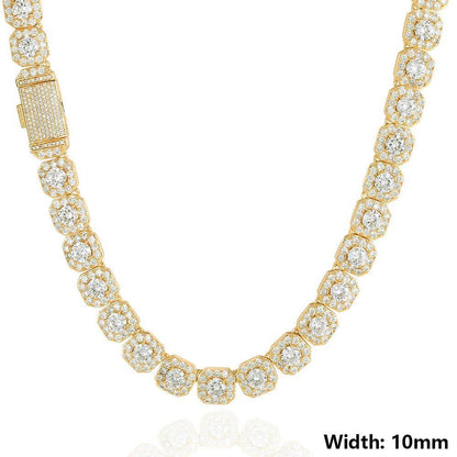 CARÁTIX 10mm Clustered CZ Tennis Chain Necklace – Cubic Zircon Choker Fashion Jewelry - CaratixJewelry