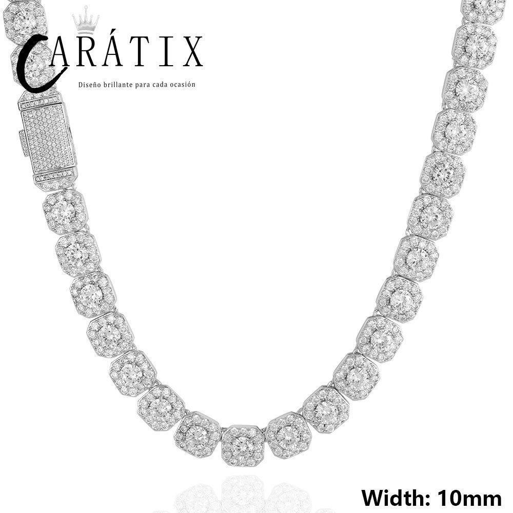CARÁTIX 10mm Clustered CZ Tennis Chain Necklace – Cubic Zircon Choker Fashion Jewelry - CaratixJewelry