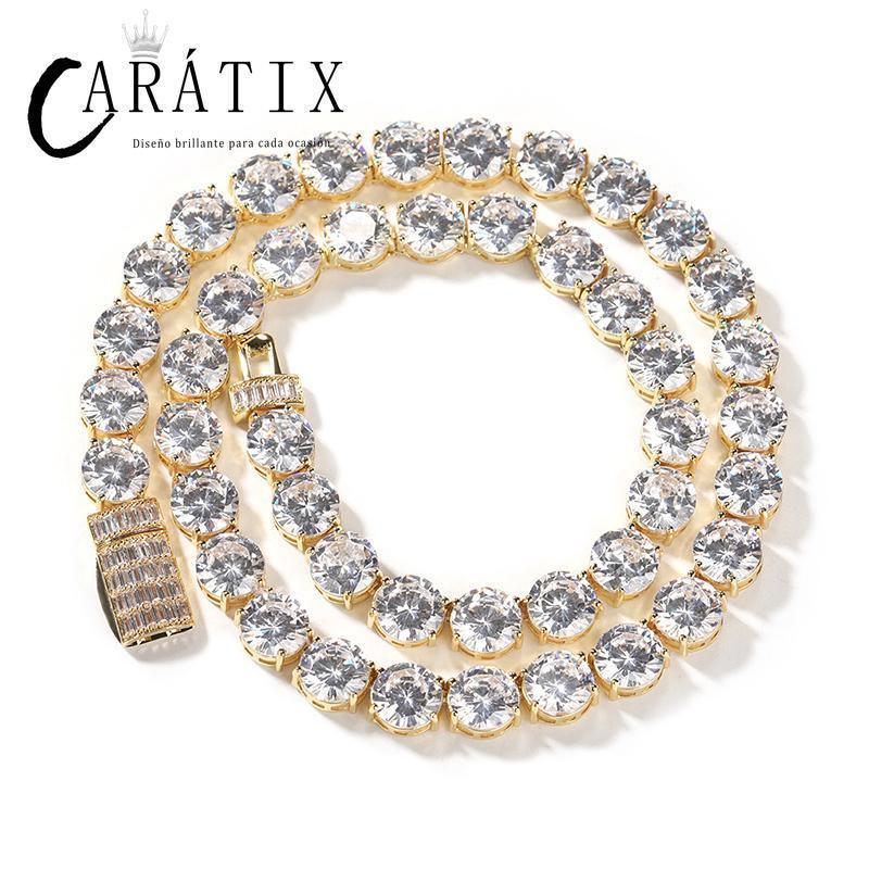 CARÁTIX 10mm CZ Tennis Chain Necklace – Iced Out Hip Hop Bling Jewelry for Men in Gold & Silver - CaratixJewelry