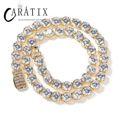 CARÁTIX 10mm CZ Tennis Chain Necklace – Iced Out Hip Hop Bling Jewelry for Men in Gold & Silver - CaratixJewelry