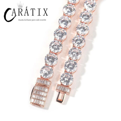 CARÁTIX 10mm CZ Tennis Chain Necklace – Iced Out Hip Hop Bling Jewelry for Men in Gold & Silver - CaratixJewelry
