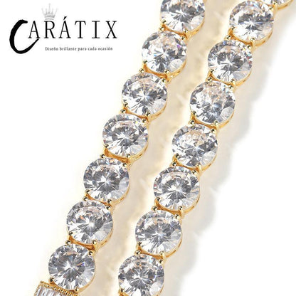 CARÁTIX 10mm CZ Tennis Chain Necklace – Iced Out Hip Hop Bling Jewelry for Men in Gold & Silver - CaratixJewelry