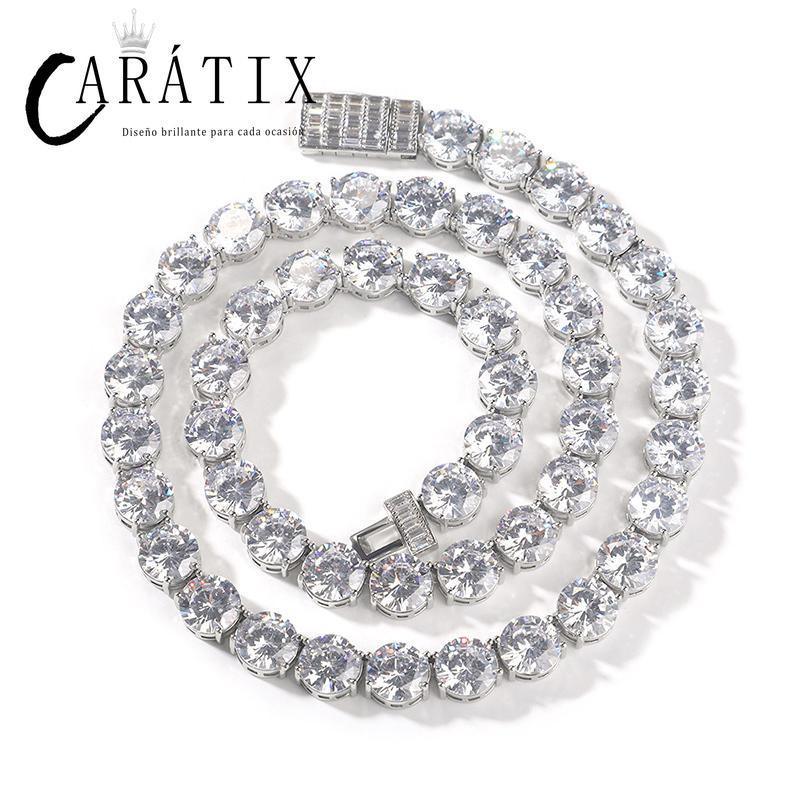 CARÁTIX 10mm CZ Tennis Chain Necklace – Iced Out Hip Hop Bling Jewelry for Men in Gold & Silver - CaratixJewelry