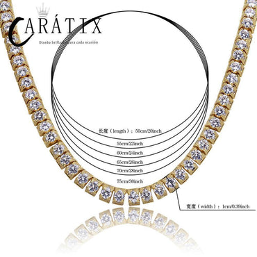 CARÁTIX 10mm Gold Iced Out CZ Tennis Chain Choker Necklace - CaratixJewelry