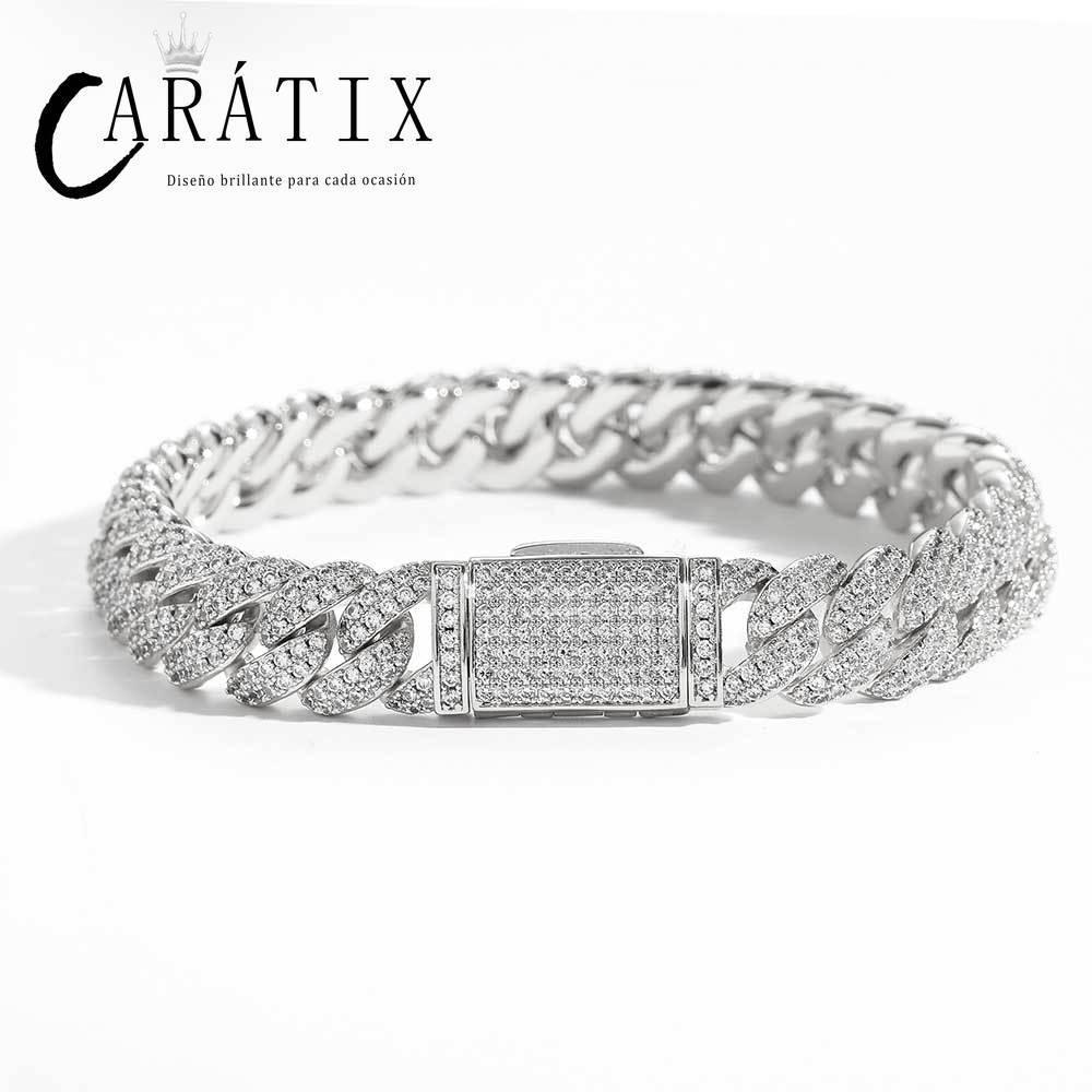 CARÁTIX 10MM Miami Cuban Chain Necklace – Luxury CZ Hip Hop Jewelry with Silver Plating for Men & Women - CaratixJewelry