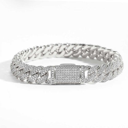 CARÁTIX 10MM Miami Cuban Chain Necklace – Luxury CZ Hip Hop Jewelry with Silver Plating for Men & Women - CaratixJewelry