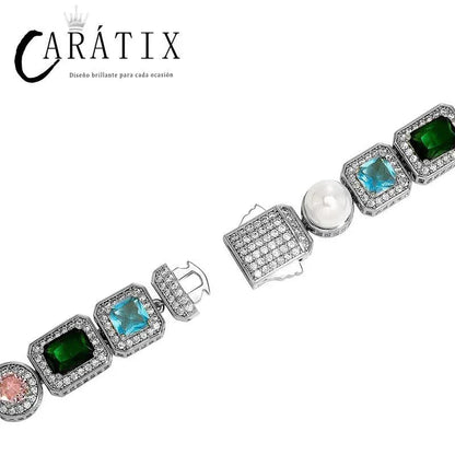 CARÁTIX 10mm Pearl & CZ Iced Out Tennis Chain – Hip Hop Cubic Zirconia Choker Necklace for Men - CaratixJewelry