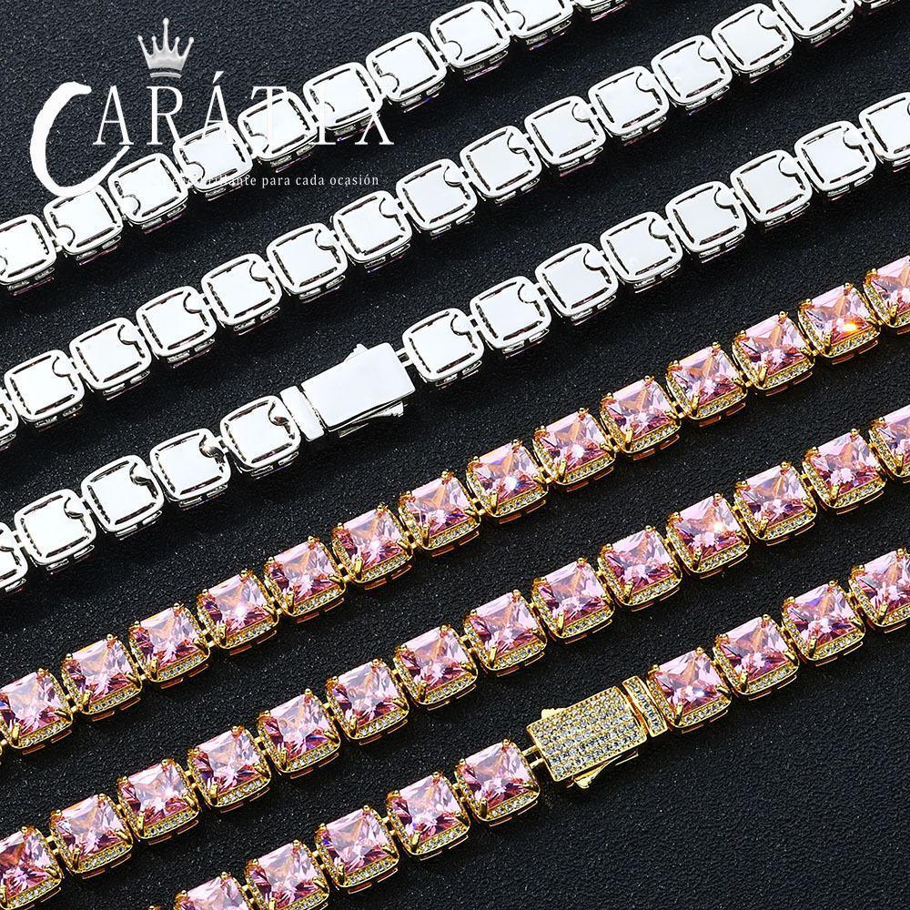 CARÁTIX 10mm Pink Iced Out Rock Sugar Hip Hop Chain Necklace - CaratixJewelry