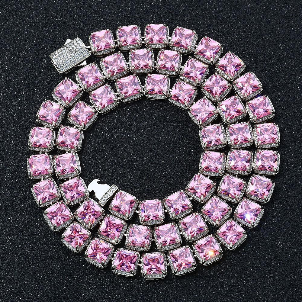 CARÁTIX 10mm Pink Iced Out Rock Sugar Hip Hop Chain Necklace - CaratixJewelry