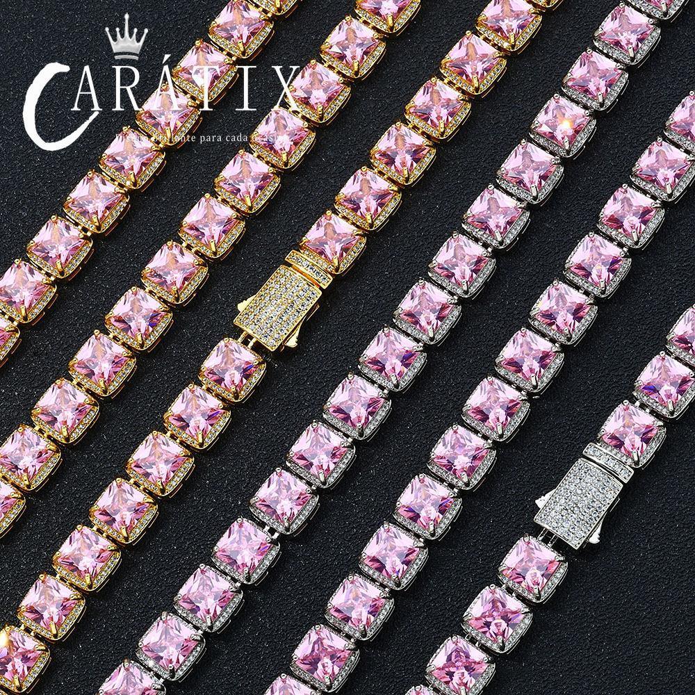 CARÁTIX 10mm Pink Iced Out Rock Sugar Hip Hop Chain Necklace - CaratixJewelry