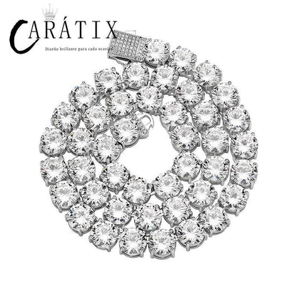 CARÁTIX 10mm Round CZ Tennis Chain Necklace – Claw-Set Iced Out Hip Hop Choker for Men & Women - CaratixJewelry