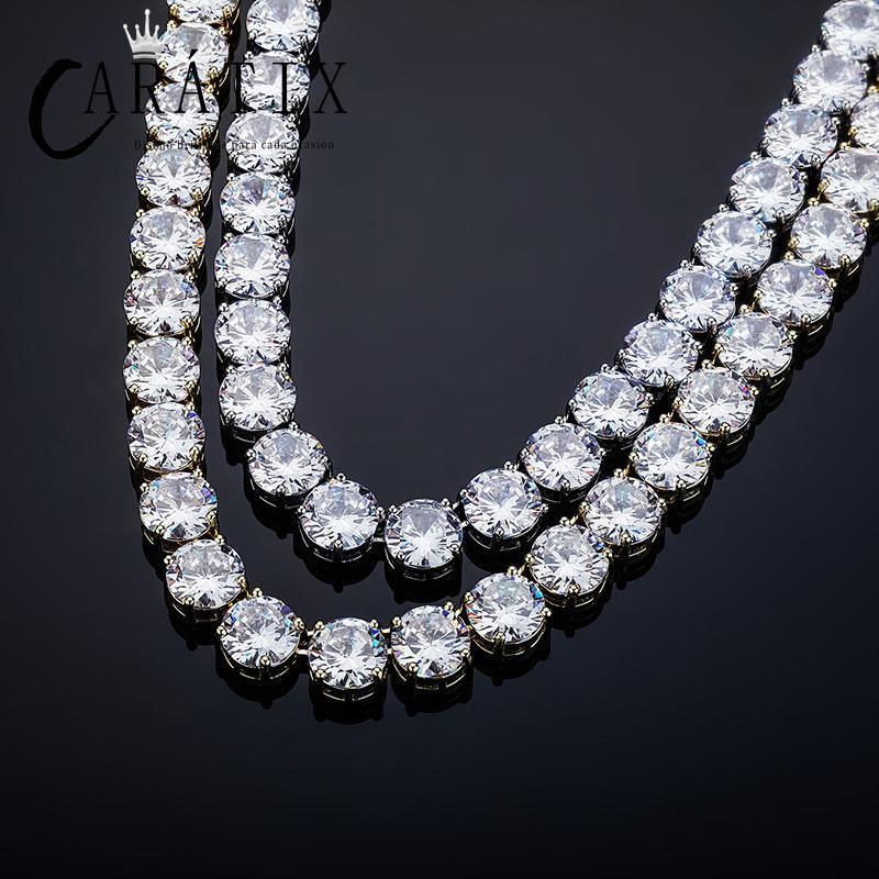 CARÁTIX 10mm Round CZ Tennis Chain Necklace – Claw-Set Iced Out Hip Hop Choker for Men & Women - CaratixJewelry