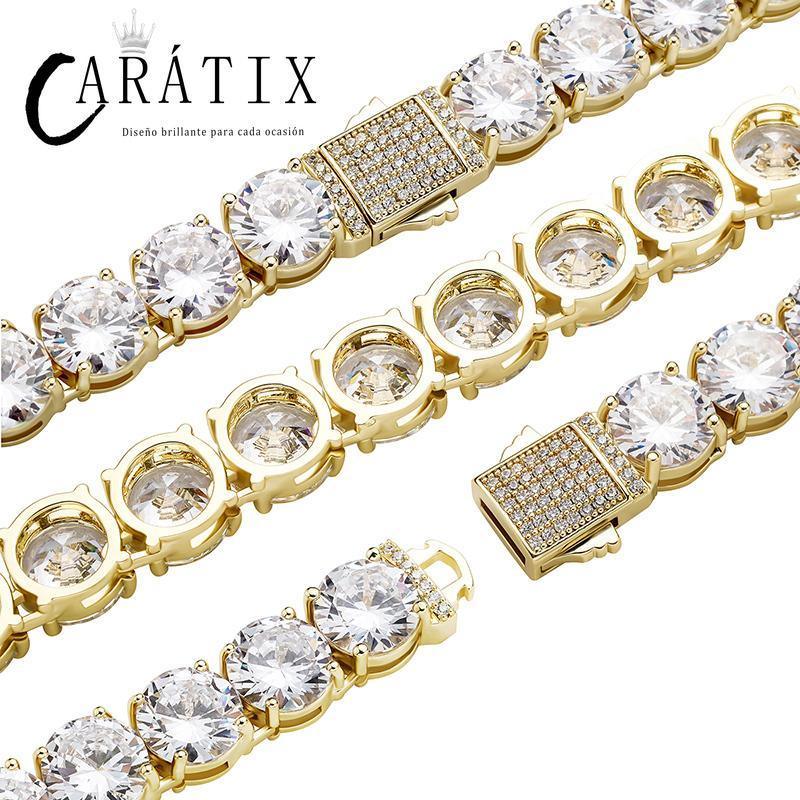 CARÁTIX 10mm Round CZ Tennis Chain Necklace – Claw-Set Iced Out Hip Hop Choker for Men & Women - CaratixJewelry