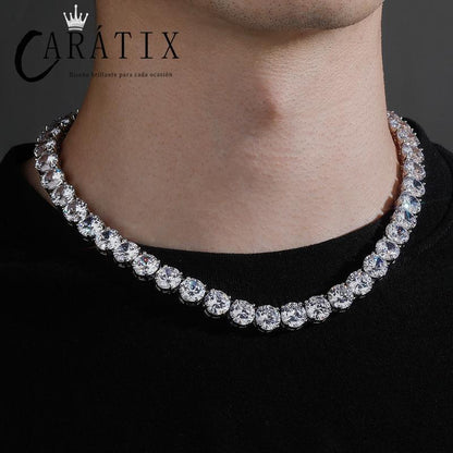 CARÁTIX 10mm Round CZ Tennis Chain Necklace – Claw-Set Iced Out Hip Hop Choker for Men & Women - CaratixJewelry