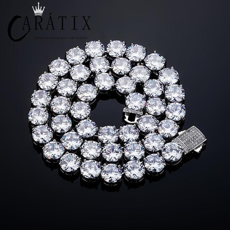 CARÁTIX 10mm Round CZ Tennis Chain Necklace – Claw-Set Iced Out Hip Hop Choker for Men & Women - CaratixJewelry