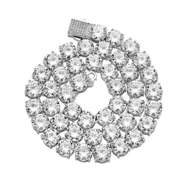 CARÁTIX 10mm Round CZ Tennis Chain Necklace – Claw-Set Iced Out Hip Hop Choker for Men & Women - CaratixJewelry