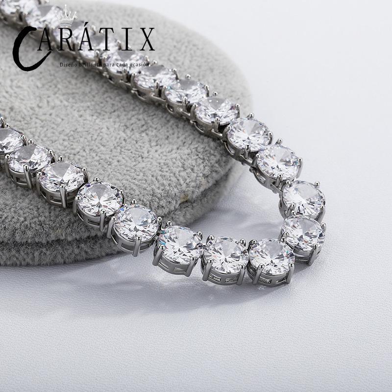 CARÁTIX 10mm Round CZ Tennis Chain Necklace – Claw-Set Iced Out Hip Hop Choker for Men & Women - CaratixJewelry