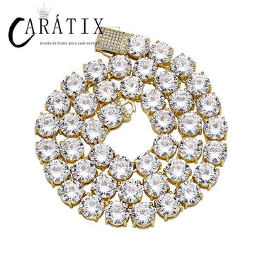 CARÁTIX 10mm Round CZ Tennis Chain Necklace – Claw-Set Iced Out Hip Hop Choker for Men & Women - CaratixJewelry