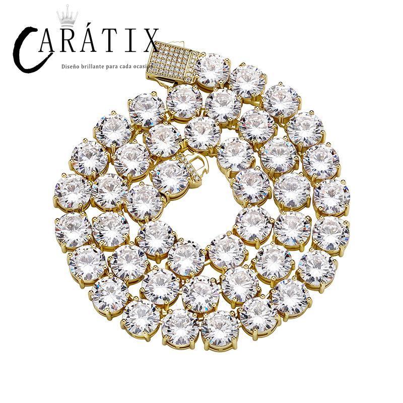 CARÁTIX 10mm Round CZ Tennis Chain Necklace – Claw-Set Iced Out Hip Hop Choker for Men & Women - CaratixJewelry
