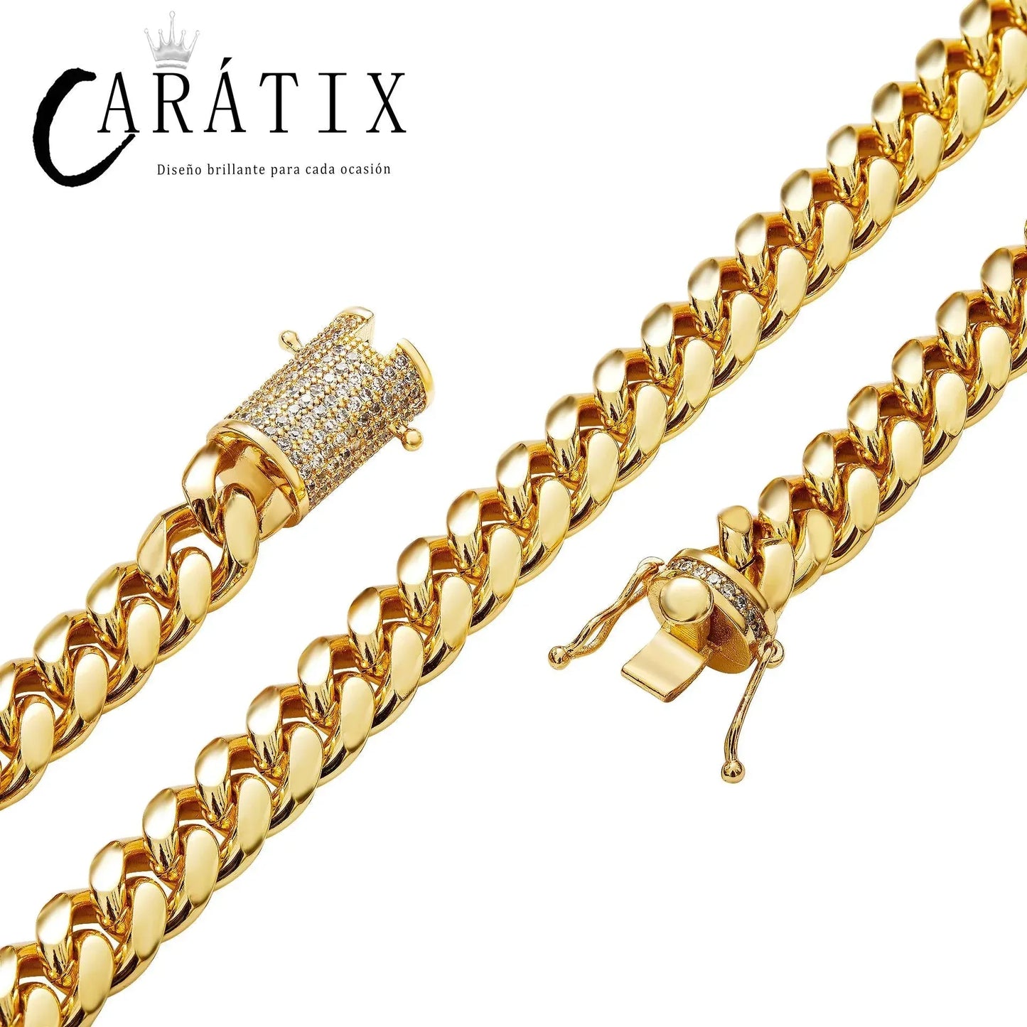 CARÁTIX 10MM Stainless Steel Miami Cuban Chain Necklace – Hip Hop Iced Out Jewelry with CZ Zircon for Men & Women - CaratixJewelry