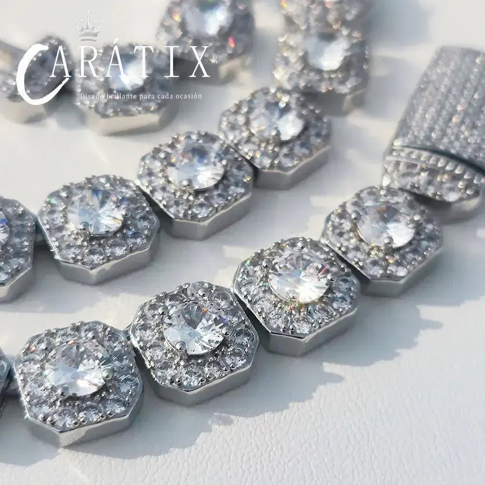 CARÁTIX 10mm/12mm Clustered CZ Tennis Chain Necklace – High-End Luxury Cubic Zircon Jewelry for Women - CaratixJewelry