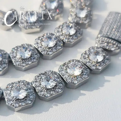 CARÁTIX 10mm/12mm Clustered CZ Tennis Chain Necklace – High-End Luxury Cubic Zircon Jewelry for Women - CaratixJewelry