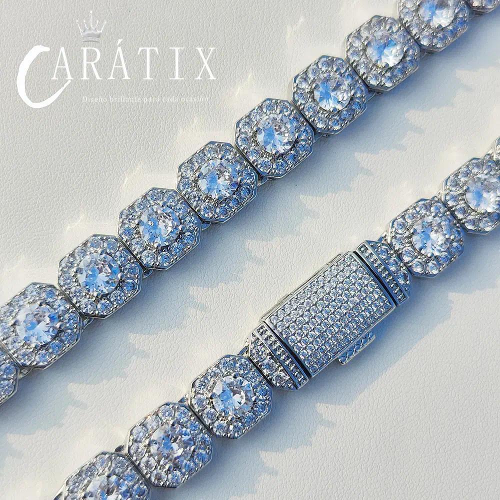 CARÁTIX 10mm/12mm Clustered CZ Tennis Chain Necklace – High-End Luxury Cubic Zircon Jewelry for Women - CaratixJewelry