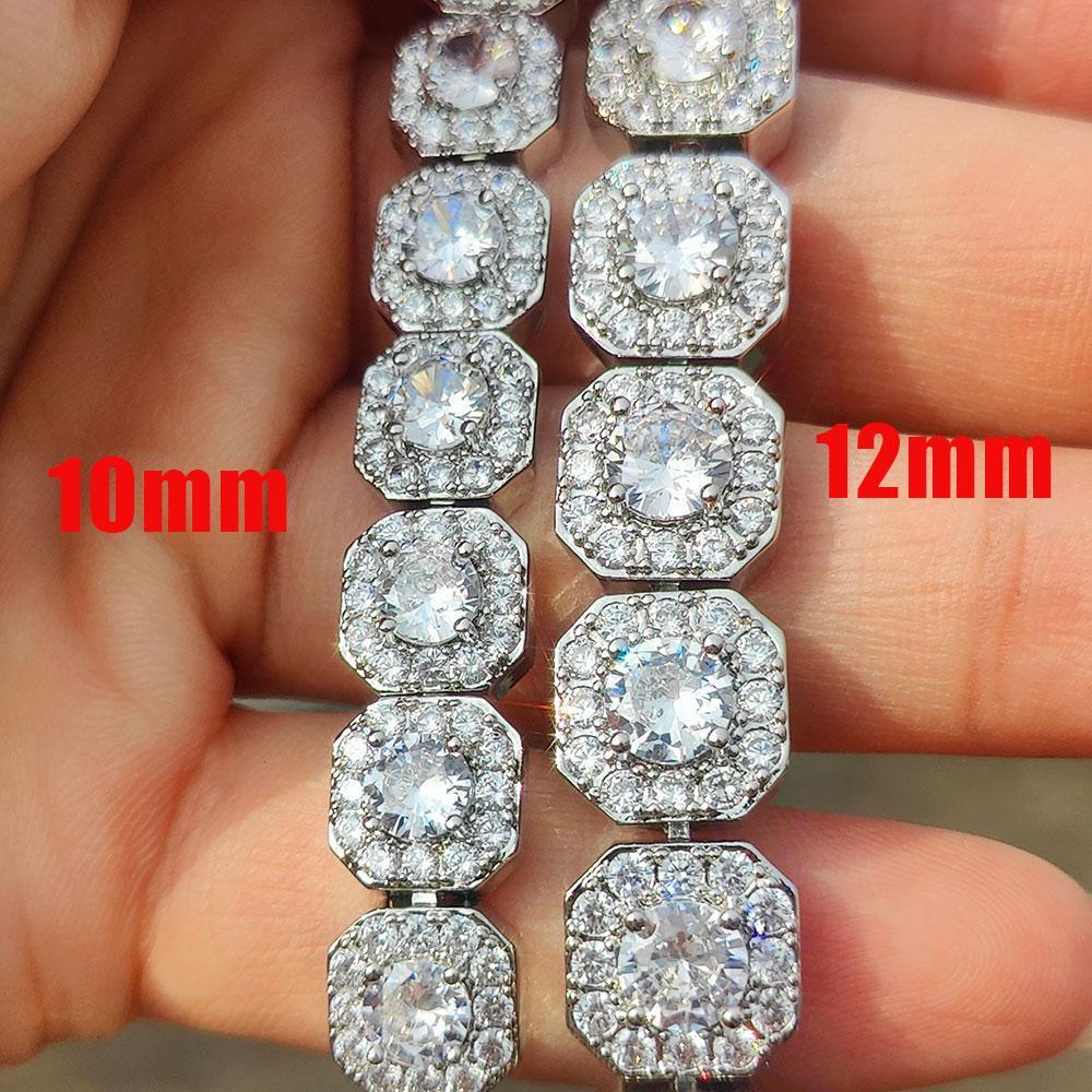 CARÁTIX 10mm/12mm Clustered CZ Tennis Chain Necklace – High-End Luxury Cubic Zircon Jewelry for Women - CaratixJewelry