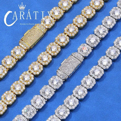 CARÁTIX 10mm/12mm Luxury Cubic Zirconia Tennis Necklace – Men’s & Women’s Cluster CZ Chain Jewelry - CaratixJewelry