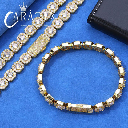 CARÁTIX 10mm/12mm Luxury Cubic Zirconia Tennis Necklace – Men’s & Women’s Cluster CZ Chain Jewelry - CaratixJewelry