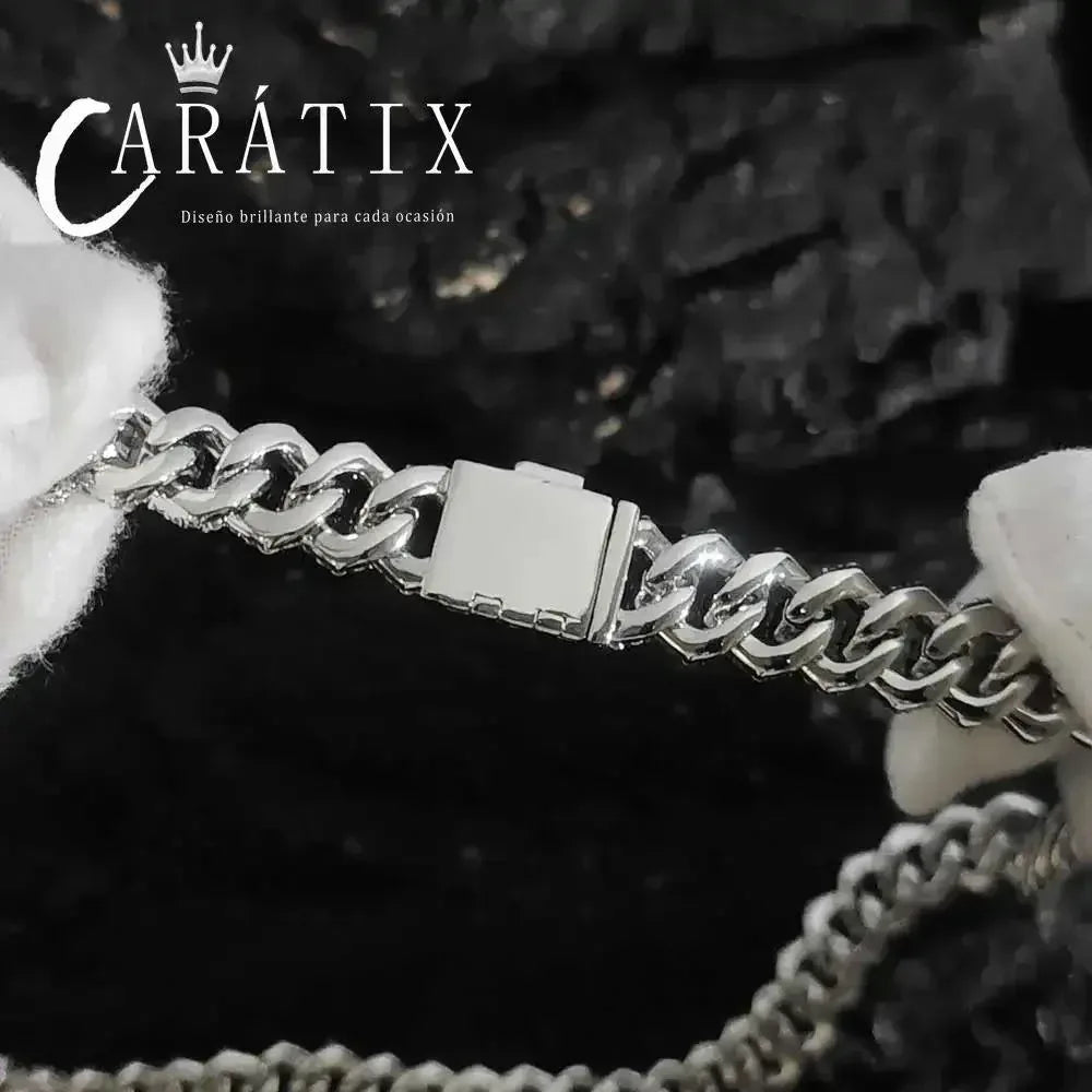CARÁTIX 12MM 2-Row Cuban Link Chain Necklace – Copper Hip Hop Jewelry with CZ Stones for Men & Women - CaratixJewelry