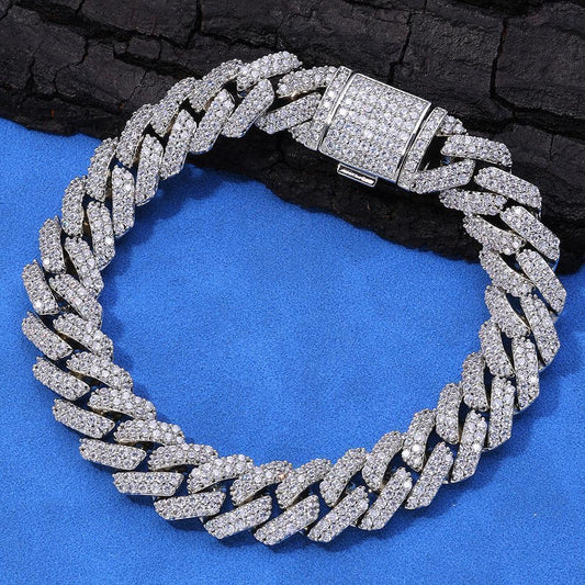 CARÁTIX 12MM 2-Row Miami Cuban Chain Necklace – Copper & CZ Iced Out Hip Hop Jewelry for Men & Women - CaratixJewelry