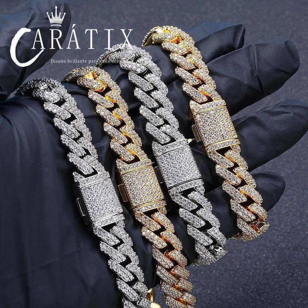 CARÁTIX 12MM 2-Row Miami Cuban Chain Necklace – Copper & CZ Iced Out Hip Hop Jewelry for Men & Women - CaratixJewelry