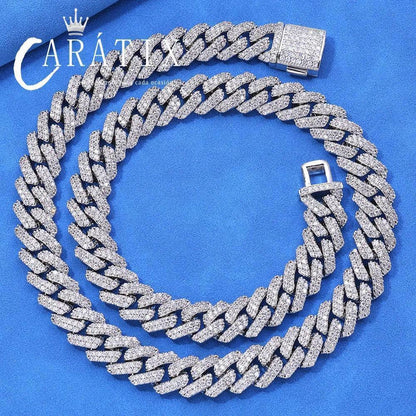 CARÁTIX 12MM 2-Row Miami Cuban Chain Necklace – Copper & CZ Iced Out Hip Hop Jewelry for Men & Women - CaratixJewelry