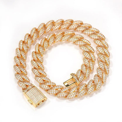 CARÁTIX 12mm 3-Row Cuban Chain | CZ Iced Out Hip Hop Necklace for Men - CaratixJewelry