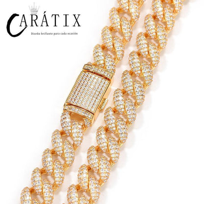 CARÁTIX 12mm 3-Row Cuban Chain | CZ Iced Out Hip Hop Necklace for Men - CaratixJewelry