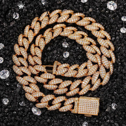 CARÁTIX 12mm 3-Row Cuban Chain | CZ Iced Out Hip Hop Necklace for Men - CaratixJewelry