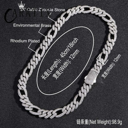 CARÁTIX 12mm 3:1 Cuban Chain 2-Row CZ - CaratixJewelry