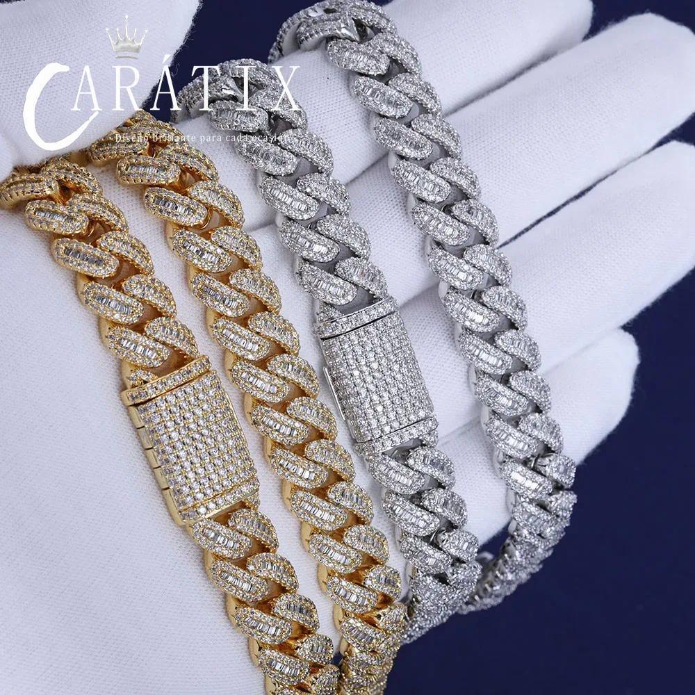 CARÁTIX – 12mm Bling Iced CZ Rectangle Cuban Link Necklace | Prong Setting Hip Hop Jewelry for Men - CaratixJewelry